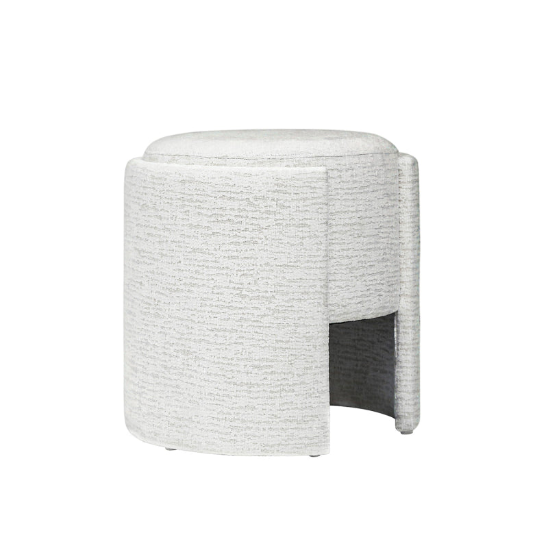 43cm Ivory Chenille Round Stool