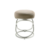 46cm Taupe Velvet Rizzo Stool with Matte Silver Legs