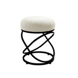 46cm White Boucle Rizzo Stool with Black Legs