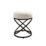 46cm White Boucle Rizzo Stool with Black Legs