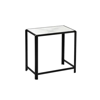 Set of 2 Black Metal Nesting Table with White Marble Top
