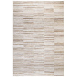 Beige and cream striped area rug with modern linear pattern