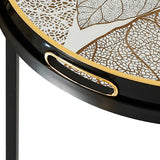 Set of 2 Olin Antique Gold Leaves Nesting Table