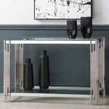 Cohen Steel Tubes & Clear Glass Console Table