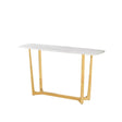 Meghan Gold Metal Console Table with White Faux Marble Top