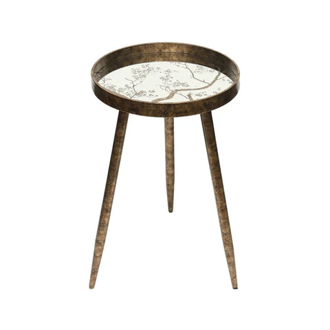 Set of 2 Antique Gold and Mirror Top Nesting Table