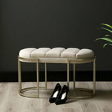 80cm Cream Velvet Medium Tufted Bench with Champagne Legs