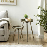 Set of 2 Champagne Nesting Table with Leaves Design