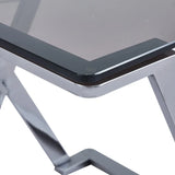 Axel Grey Gunmetal End Table with Smoke Glass Top