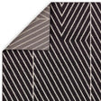 Black chevron striped rug with contrasting underside corner detail visible