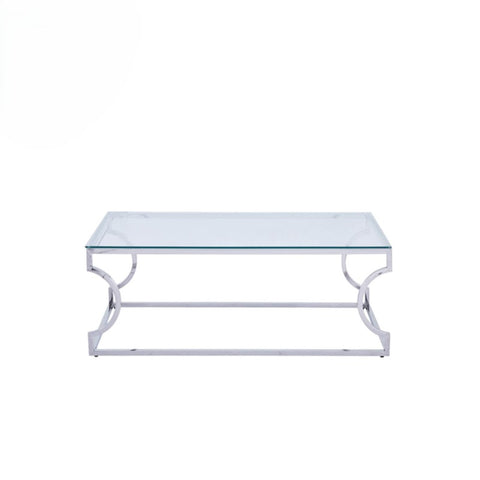 Alvis Stainless Steel Coffee Table with Glass Top