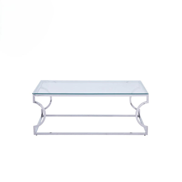 Alvis Stainless Steel Coffee Table with Glass Top