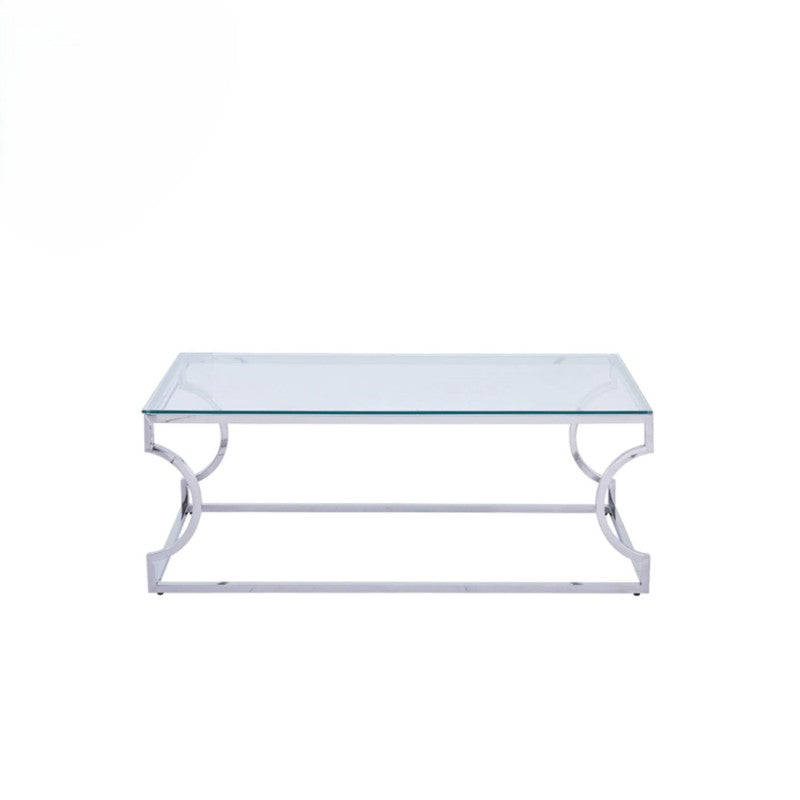 Alvis Stainless Steel Coffee Table with Glass Top