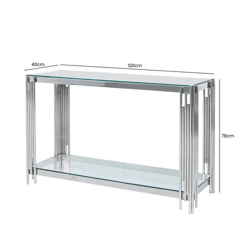 Cohen Steel Tubes & Clear Glass Console Table