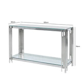 Cohen Steel Tubes & Clear Glass Console Table