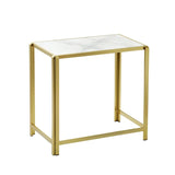 Set of 2 Gold Metal Nesting Table with White Marble Top