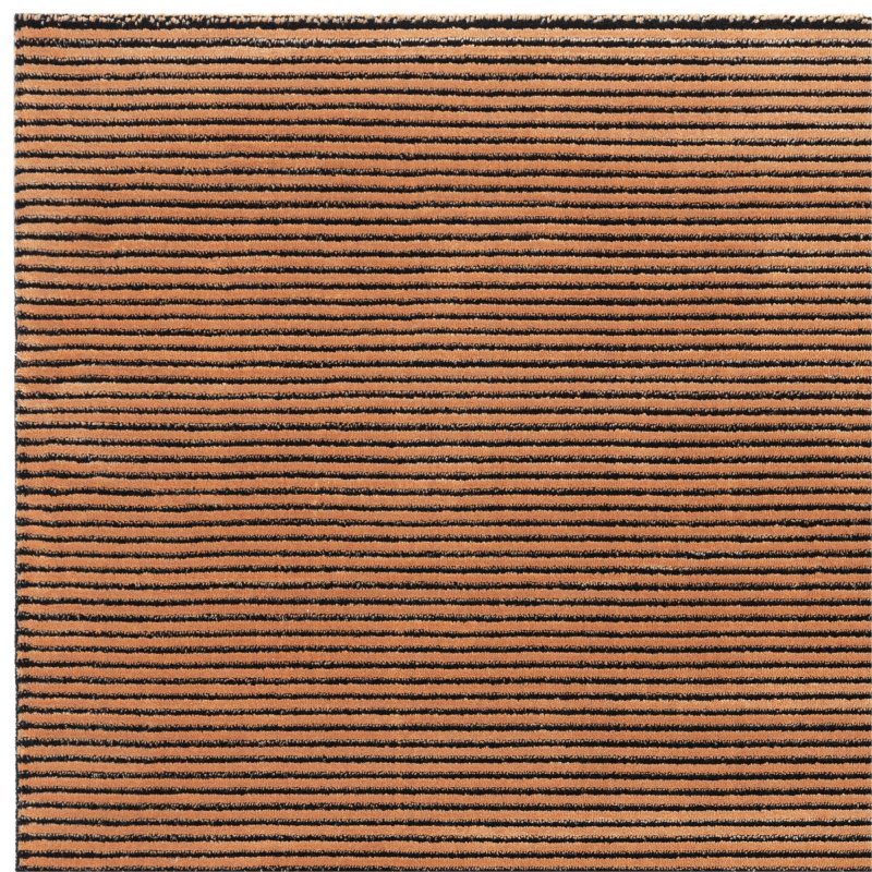 Kuza Plain Stripe Terracotta Rug