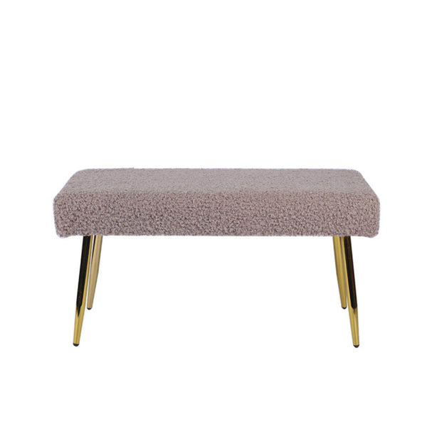 Beige Boucle Bench with Gold Legs - KD