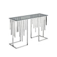 Owen Chrome Metal Console Table with Smoke Glass Top