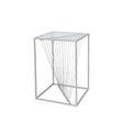 Luna Silver Metal End Table with Clear Glass Top