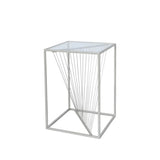 Luna Silver Metal End Table with Clear Glass Top