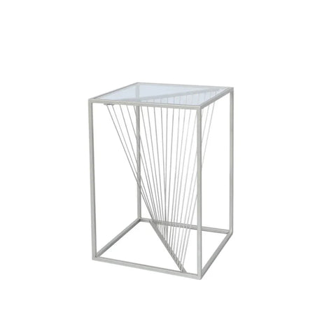 Luna Silver Metal End Table with Clear Glass Top