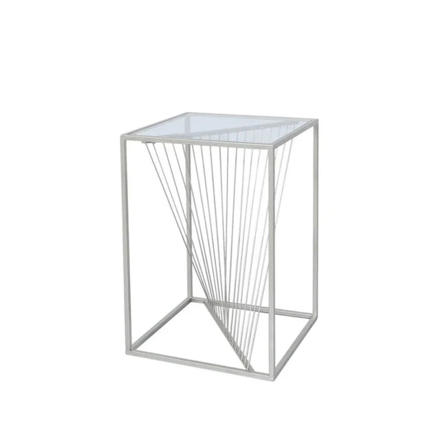 Luna Silver Metal End Table with Clear Glass Top