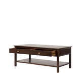 Lindon 2 Drawer Coffee Table Walnut Brown with Gold Handles
