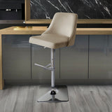 Eris Taupe Velvet Bar Stool with Chrome Legs