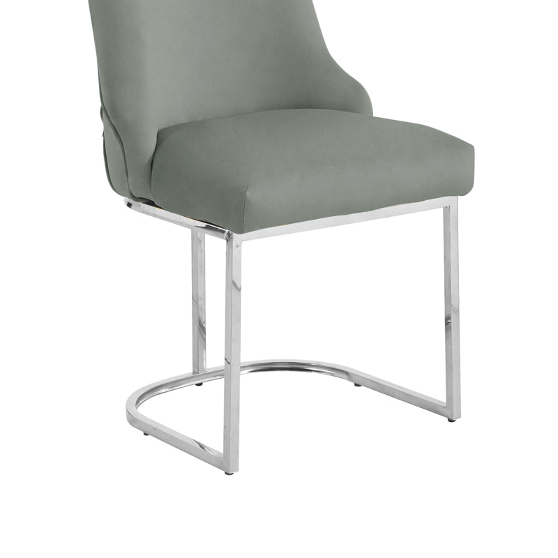 Casas Grey Velvet Dining Chair with Chrome Legs