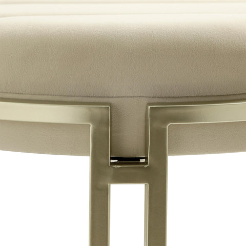 120cm Cream Velvet Tufted Bench with Champagne Legs