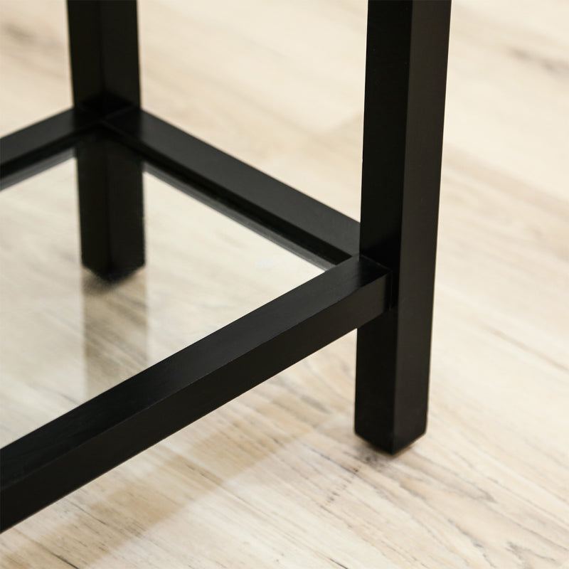 Lindon Black 2 Drawer Bedside Cabinet with Glass Shelf