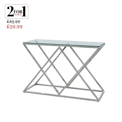 Imperia Stainless Steel Console Table Glass Top