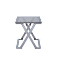 Axel Grey Gunmetal End Table with Smoke Glass Top