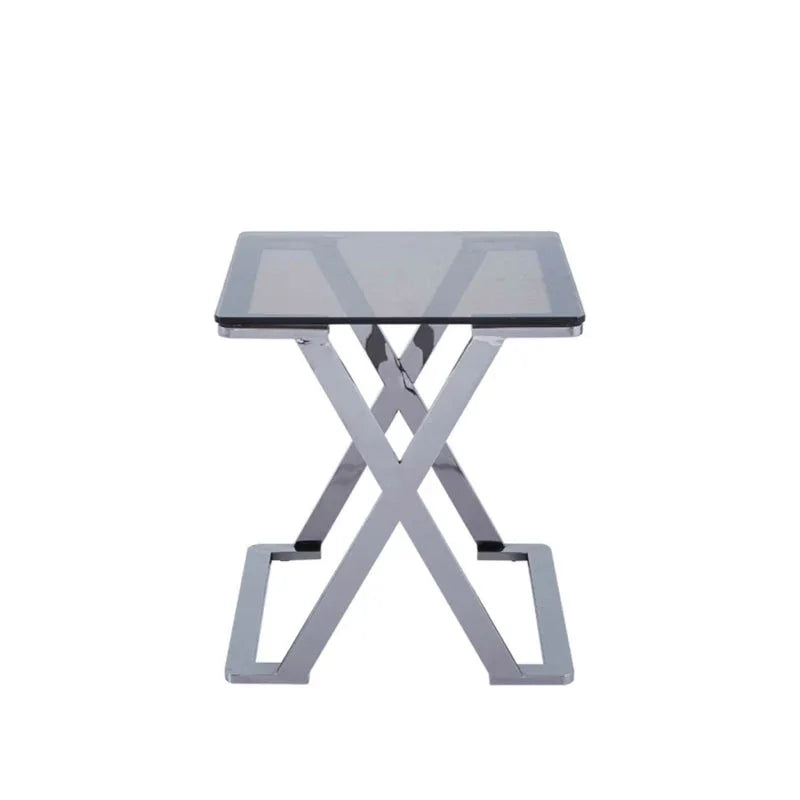 Axel Grey Gunmetal End Table with Smoke Glass Top