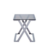 Axel Grey Gunmetal End Table with Smoke Glass Top
