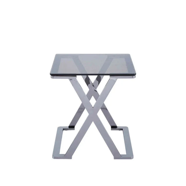 Axel Grey Gunmetal End Table with Smoke Glass Top
