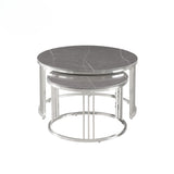 Set of 2 Chrome Metal Coffee Table