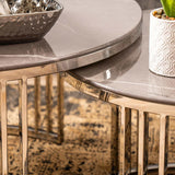 Set of 2 Chrome Metal Coffee Table