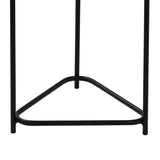 Set of 2 Black Metal Nesting Table with Brown Wooden Top