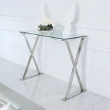Taylor Stainless Steel Desk with Clear Glass Top