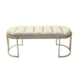 120cm Cream Velvet Tufted Bench with Champagne Legs