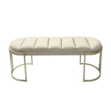 120cm Cream Velvet Tufted Bench with Champagne Legs