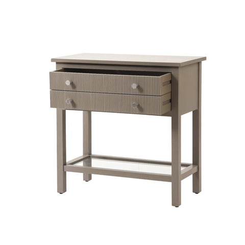 Lindon Taupe 2 Drawer Bedside Cabinet with Glass Shelf