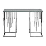 Owen Chrome Metal Console Table with Smoke Glass Top