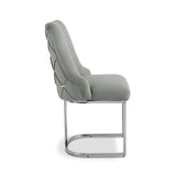 Casas Grey Velvet Dining Chair with Chrome Legs