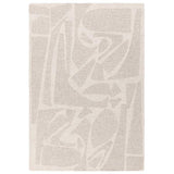 Beige abstract patterned area rug with textured surface