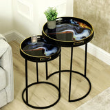 Set of 2 Olin Nesting Tables Black Blue and Yellow