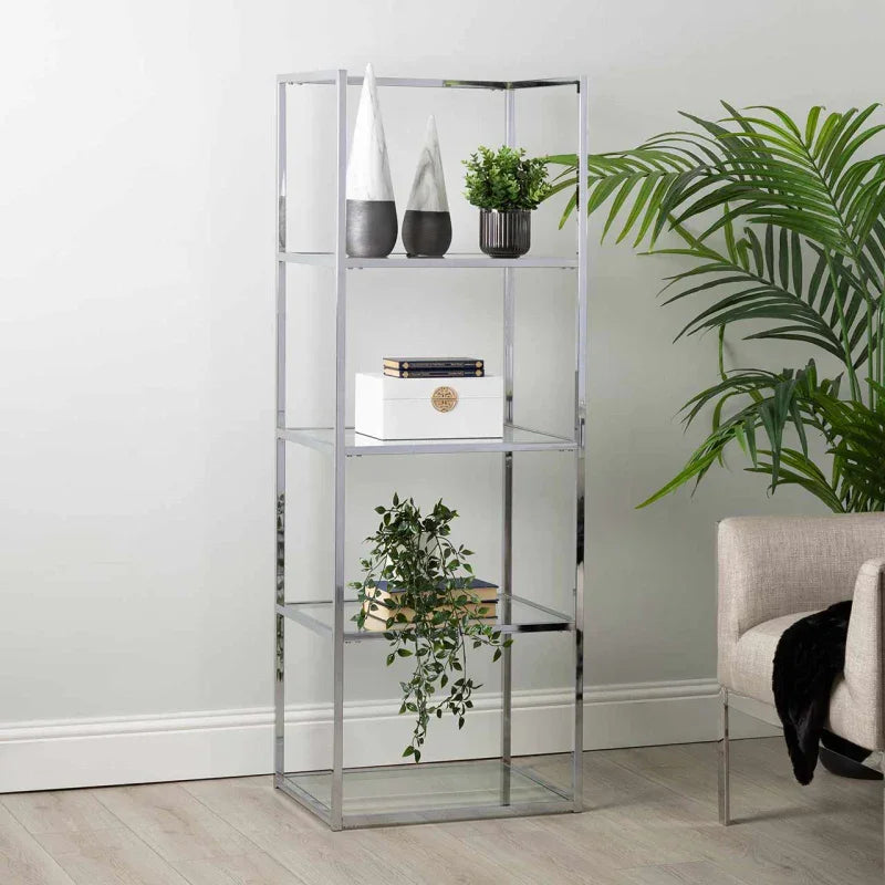Logan 151.5cm Chrome 4-Tier Glass Rectangular Display Unit - KD