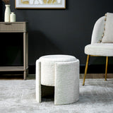 43cm Ivory Chenille Round Stool
